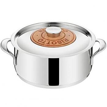 Risottiera Lagostina Emozione 24 cm en acero inoxidable 18/10 con tapa y fondo Lagotherm triple capa, capacidad 4.1 L