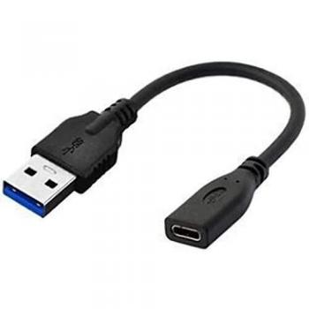 Cable USB 3.0 A Macho a USB C Hembra de 0.2 m, Negro, USB 3.2 Gen 1
