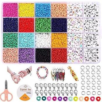 WINAROI Cuentas de Colores 3mm Mini Cuentas 7100 Abalorios Cristal y Abalorios Letras para DIY Pulseras Collares Bisutería