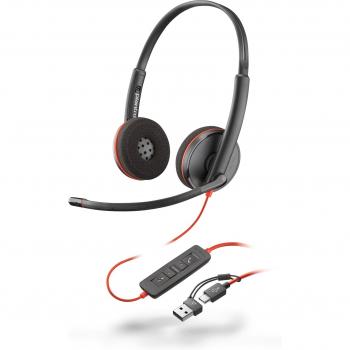 Auriculares Estéreo USB-C/A Poly Blackwire 3220 con Cancelación de Ruido, Cableados, On-Ear, Negros
