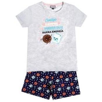 Pijama Contigo Gris de Manga Corta para Niña Aznar Innova
