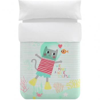 Funda nórdica infantil Nice Couple 140x200 cm, 100% algodón, incluye funda de almohada