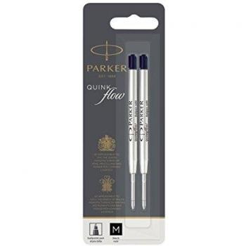 Recarga de Bolígrafo Parker Quinkflow - Tinta Negra, Punta Media - Paquete de 2 unidades