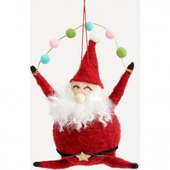Colgante Navideño de Santa Malabarista con Detalles Brillantes
