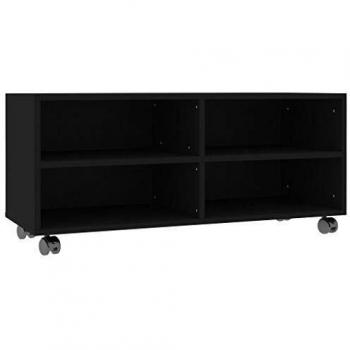 vidaXL Mueble para TV con Ruedas Aglomerado Casa Hogar Decoración Diseño Estilo Bricolaje Mobiliario Muebles Salón Sala Habitación 90x35x35 cm Negro