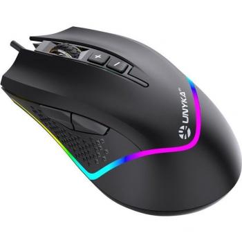 UNYKAch Nova M244 Ratón Gaming Óptico Ambidextro USB Tipo A RGB 6400 DPI 5 Botones Cable de 1.50m Color Negro