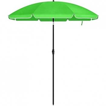 Sombrilla Portátil Verde 200 cm con Protección UV UPF 50+, Ajustable y Plegable, Incluye Bolsa de Transporte
