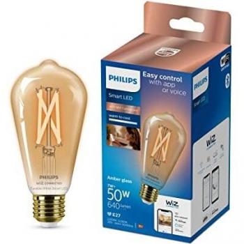 Bombilla inteligente LED filamento ST64 E27 7W (equivalente a 50W) ámbar regulable