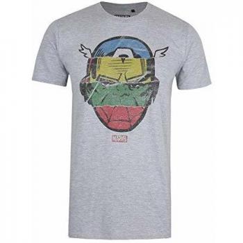 Marvel Avengers Faces-Mens T Shirt SML Camiseta, Gris