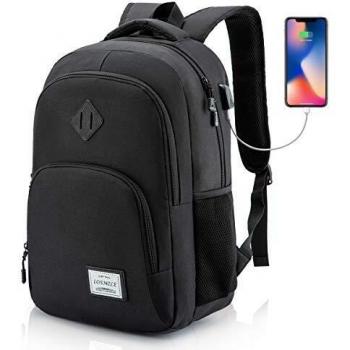 LOSMILE Mochila Portatil para Hombre Mochilas Escolares Juveniles con Puerto de Carga USB Resistente Al Agua Bolsa de Viaje Trabajo Daypacks 15.6 Pulgada