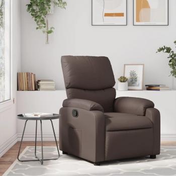 Sillón reclinable de cuero sintético en colores negro, crema y marrón, ideal para dormitorio, cómodo y relajante