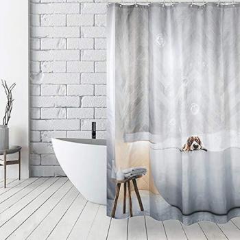 Cortina de Ducha Antimoho de Poliéster 180x200 cm - Diseño Perros
