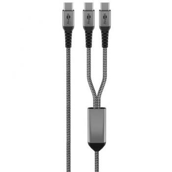 Cable USB-C Textil 60W Power Delivery 1.5m Negro-Gris