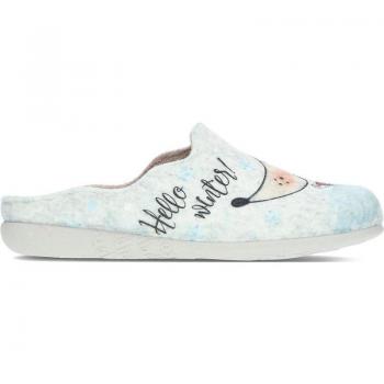 Pantuflas de casa para mujer Vulladi Hello Winter color crudo con diseño acogedor y suela antideslizante