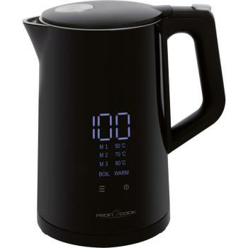 Hervidor eléctrico Proficook PC-WKS1243, 1.7 litros, 2200W, pantalla táctil, color negro