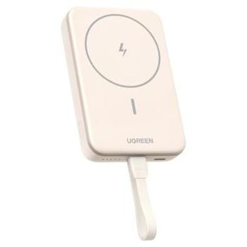 Power Bank Magnético Inalámbrico Ugreen 10000mAh, Carga Rápida 20W, Beige
