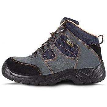 Botas de protección tipo trekking resistente a los hidrocarburos Workteam P1101, Bota de Serraje con Cordones, Suela PU bidensidad, Puntera y Plantilla de Acero, Hombre Gris 41