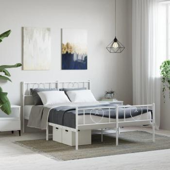 Cama Crossbed con cabecero y pediatría de metal blanco 150x200 cm