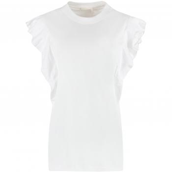 Chloé Women's Ruffled Cotton Top, White, Size Medium