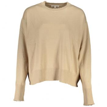 Patrizia Pepe Chic Beige Crew Neck Sweater with Contrast Details - XS