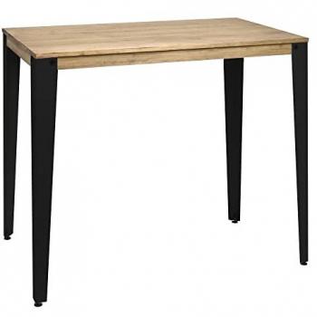 Mesa Bar Alta 39x70x110cm Negra en Madera Maciza de Pino Acabado Vintage Estilo Industrial Box Furniture