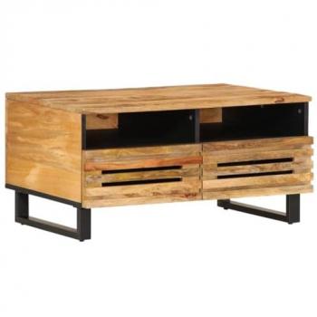 Mesa de centro de madera maciza de mango rugosa 80x55x40 cm Marrón