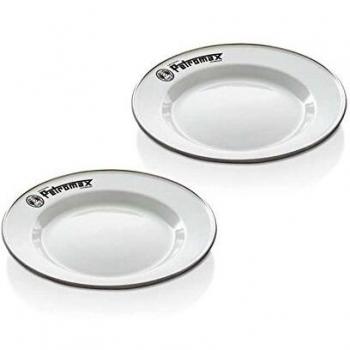 Plato de Emaille Petromax - Set de 2 piezas, Ø 22 cm, blanco, ligero y robusto para camping, higiénico y fácil de limpiar