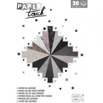 Bloc de 20 hojas Papel del Mundo, 80 g/m2, 21 x 29,7 cm, surtidos blanco/negro - Pack de 3