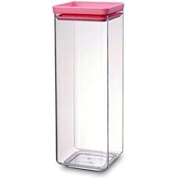Brabantia Bote cuadrado de 2.5 l, tapa rosa