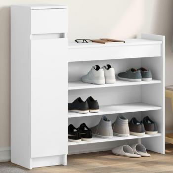 Mueble zapatero de madera de ingeniería 100,5x28x100 cm en colores Blanco, Gris hormigón y Gris sonoma
