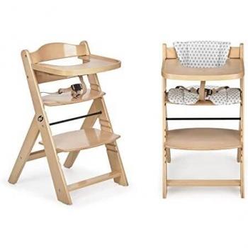 Silla Alta Evolutiva de Madera con Cojín Blanco, Ergonómica y Regulable