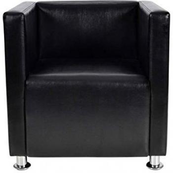 vidaXL Sillón de Salón Cuadrado Moderno de Cuero Artificial Negro Asiento Cubo