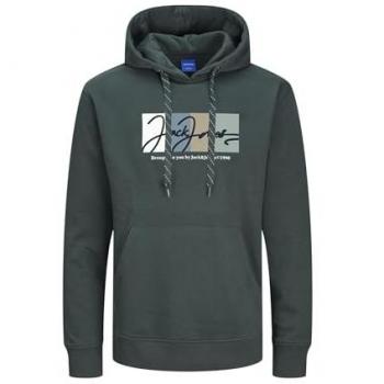 Jack & Jones Portland Block Logo Hoodie for Men - Forest River, 2XL