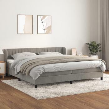 Cama box spring de muelles con colchón gris claro 200x200 cm terciopelo