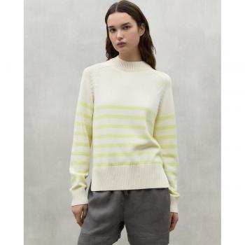 Jersey Molie beige ECOALF - Suéter sostenible de mujer con cuello perkins y estampado de rayas