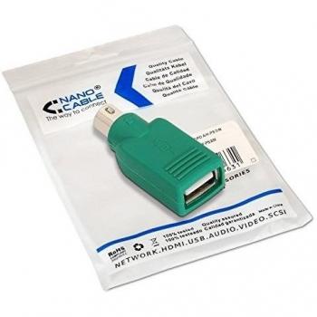 NanoCable 10.02.0003 - Adaptador USB 2.0 a PS/2, Convierte USB a PS/2, Tipo A/H-PS/2/M, Hembra-Macho, Verde