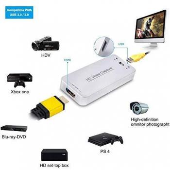 DIGITNOW! Capturadora de vídeo HDMI USB 3.0 y Dispositivo de Tarjeta HDMI Dongle Full HD 1080P Video Audio HDMI to USB Converter Converter para Windows Linux Sistema Os X