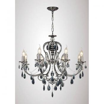 Plafón Luna Crystal 8 Bombillas E14 Cromo Negro/Cristal