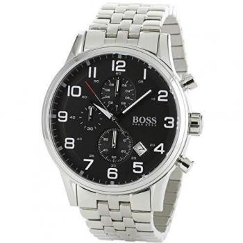 Hugo Boss - 1512446 - Gents Watch - Analogue Quartz - Black Dial - Chronograph - Stainless Steel Silver Strap