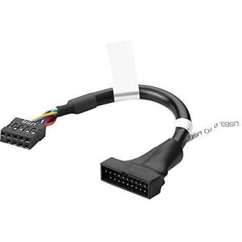 Adaptare - 42560 USB de Adaptador de cable interno de 20 pin USB 3.0 macho/9 pines USB 2.0 hembra Negro
