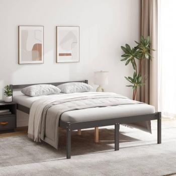 Cama para personas mayores en madera de pino gris 135x190 cm