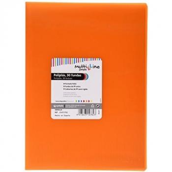 Grafoplás 01471752－Carpeta de fundas Multiline, 30 fundas, tamaño folio, color naranja