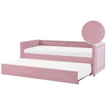 Cama Nido Rosa Pana 90 x 200 cm con Estructura de Listones y Detalles en Tachuelas