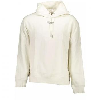 Calvin Klein Elegant White Cotton Hooded Sweatshirt for Men - 2XL
