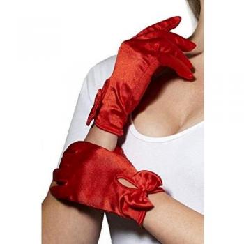 Smiffys Guantes, Cortos, Rojo, con Arco