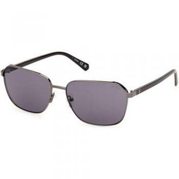 Guess Polarized Square Sunglasses GU00117 59mm Shiny Gunmetal / Smoke