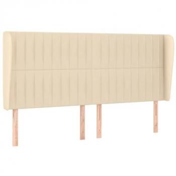 Cabecero con orejas de tela color crema 183x23x118/128 cm
