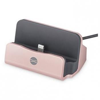USB, Docking/sync-station para Iphone 5/5s /5se , 6/6s /6 Plus/ 6s Plus, iPod, Lightning, Estación de carga con funda, Soporte, Soporte - Rosa