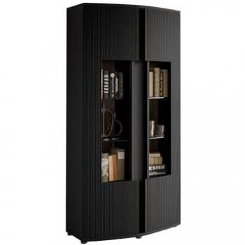 Estantería Charlotte 199, con puertas cerrables, aglomerado laminado y MDF, 180 x 87 x 47 cm