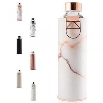 Equa Mismatch Glass Water Bottle with Faux Leather Sleeve - Lava - 750ml